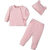HuiSiFang 3pcs Sweatshirt Tops Langarm Set Einfarbige Mode Sweatshirt hosen Gestrickte Baby Strickmütze Zweiteiliges Set Kinderkleidung Anzüg