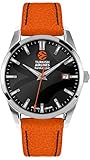 JACQUES LEMANS Herren Armbanduhr massiv Edelstahl 1 Uhr, orange/schwarz, 44