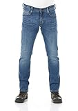 MUSTANG Herren Jeans Oregon Tapered Fit Stretch Denim Hose 99% Baumwolle Blau Grau Schwarz W30 - W40, Größe:W 33 L 32, Farbvariante:Medium Blue Denim (313)