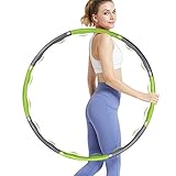 DUTISON Hula Hoop Reifen für Erwachsene zur Gewichtsreduktion mit Schaumstoff Gewichten Einstellbar Breit 48–88cm Exercise (Grau&Grün)