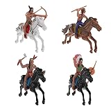 NUOBESTY 4 Stück Indianer Reiten Modell Dekorationen Western Cowboy Modell Szene Charakter Modell Cowboys Und Indianer Spielzeug Figuren Männer Dekoration Figur Indische M