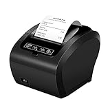 Thermodrucker Bondrukcer 80mm MUNBYN AUTO-CUT Schublade Drucker, Hochgeschwindigkeits Drucken 230mm / sec, USB, Ethernet LAN Schnittstelle, kompatibel mit ESC/POS Druck Befehlen eingestellt-EU Schw