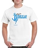 Comedy Shirts - Moin Digga! Anker - Herren T-Shirt - Weiss/Blau-Braun Gr. M