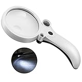 Handlupe mit LED-Licht, beleuchtete 2,5 x 4,5 25 55 Linse, leichte Lupe zum Lesen von Kleingedruckten, Münzen, Briefmarken und Fels-Sammlung, für die Untersuchung Läusen, Pflanzen, Karten, Schmuck