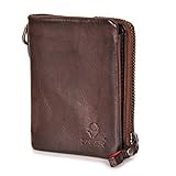 DONBOLSO® Damen Slim-Wallet Rio I Mini Ladies-Geldbörse aus Leder I 4 Kartenfächer & RFID- Schutz BZW. Blocker I Viele Farben, darunter schwarz & braun I Kleine schöne Damengeldbörse (Braun)