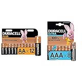 Duracell Plus AA Mignon Alkaline Batterien LR6, 12er Pack & Ultra AAA Micro Alkaline Batterien LR03, 8er Pack