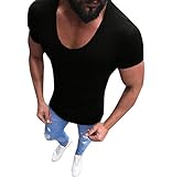Tomatoa Herren Shirt Sommer T-Shirt V-Neck Kurzarmshirts Männer Vintage T-Shirt Slim Fit Casual Oversize Tops Sweatshirt M - 2XL