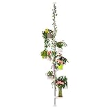 BAOYOUNI 7-Schicht Teleskop Blumenregal Blumentreppe Pflanzenständer Indoor-Anlage Steht Federspannung Pole Metall Blume Display Rack Space Saver Corner Floral Topf Aufhänger Regal, Elfenb