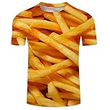 3D T-Shirt Fast Food Pommes Kurzarm T-Shirt Rundhalsausschnitt Lose T-Shirt Lovers Shirt,XXXL