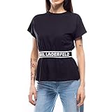 KARL LAGERFELD Damen Logo Tape Top T Shirt, Schwarz, S EU