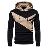 Zytyeu Hoodie Herren Slim Fit Spleißen Farbkontrast Pullover Herren Outdoor Fitness Workout Sweatshirt Herren Frühling Herbst Mode Kapuzenpullover Herren Mit Taschen TZ-01 XL