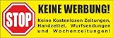 Keine Werbung! 5 gelbe Briefkastenaufkleber 105x35 mm- Keine kostenlosen Zeitungen, Handzettel, Wurfsendungen und Wochenzeitungen!