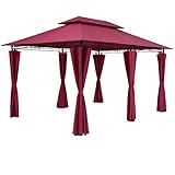 Casaria Pavillon Topas 3x4m Wasserabweisend Metall Garten Stabil Robust Seitenwände Gartenpavillon Luxus Bordeaux