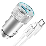 LUOSIKE 20W Zigarettenanzünder USB C Adapter mit 1m Lightning Kabel, Handy Auto Ladegerät, Dual-Port-Steckdose mit PD und QC3.0, Kompatibel mit iPhone 13/12/11/Pro Max/mini/SE 2020/XS/XR/X/8/