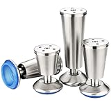 4 Stück Furniture legs Tischbeine,Rostfreier Stahl Verstellbare MöBelfüßE Schrank Edelstahl MetallmöBelfüßE,Ersatz Möbelfüße Metall,für Schrank DIY Möbel Füße SchräNke(Size:8cm(3.1in))