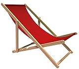 Holtaz Liegestuhl Premium aus Buchenholz für Garten und Balkon, Sonnenliege, Strandstuhl, klappbar, verstellbar, bis 130 kg