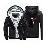 Herren Kapuzenpullover Zip Sweatjacke Bekleidung Dick Warm Polyester Katze Nähdesign Winddicht für Jungen und Mädchen,B3,5XL