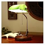 qbznanbei Nachttischlampe Retro Schlafzimmer Tischlampe Emerald Green Lampenschirm Nachttischlampe Mit Zugdrahtschalter 90 Grad Weitwinkeleinstellung Studie Leselampe T