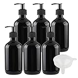 ZEOABSY 6 Stück Leere 300 ml Kunststoff Schwarz Seifenspender, 300ml 10 oz Lotionspender Flasche mit Gelspender Pumpflasche zum befüllen für Shampoo Badezimmer Hotel Lotion, Gel mit T