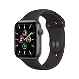 2020 Apple Watch SE (GPS + Cellular, 44 mm) Aluminiumgehäuse Space Grau, Sportarmband Schw