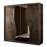 Mirjan24 Kleiderschrank Toplo 200 I, Spiegel, Dielenschrank, Garderobenschrank, Schlafzimmerschrank, 200 x 200 x 62 cm, Schwebetürenschrank (Esche Dunkel, mit RGB LED Beleuchtung.)