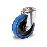 Blue Wheels Lenkrolle mit Rückenloch 125 mm Elastik
