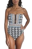 Trina Turk Damen Bandeau One Piece Swimsuit Badeanzug, Schwarz/Onyx Ikat, 40