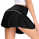 XPUING Damen Rock Kurz Culottes Tennisrock Yoga Skort mit Innenhose Taschen Sportrock für Frauen Mädchen Golf Sport Outdoor Sommerrock