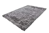 One Couture Hochflor Shaggy Teppich Langflor Uni Versch Modern Beige Rosa Taupe Wohnzimmerteppich Esszimmerteppich Teppichläufer Flur-Läufer verschied. Farben, 100% Polyester, Grau/Weiß, 80cm x 150