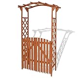 vidaXL Massivholz Gartenbogen mit Tor Rosenbogen Spalier Torbogen Rankgitter Rankhilfe Tür Pergola Rankenbogen Rosengestell 120x60x205