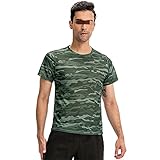 Camouflage T Shirt Herren Sommer Leicht Atmungsaktiv Kurzarm Shirt Herren Regular Fit Rundhals Tops Herren Fitness Workout Sportshirt Komfortabel Lässig Shirt H