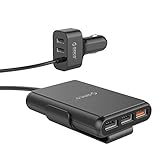 ORICO 52 W Kfz-Ladegerät mit 4 USB-Anschlüssen und Quick Charge 3.0 für Vorder- und Rücksitz Aufladen für Smartphones/Tablets usw