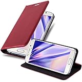 Cadorabo Hülle für Samsung Galaxy S6 Edge in Apfel ROT - Handyhülle mit Magnetverschluss, Standfunktion und Kartenfach - Case Cover Schutzhülle Etui Tasche Book Klapp Sty