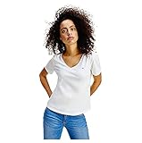 Tommy Jeans Damen Tjw Slim Jersey V Neck T-Shirt, weiß, M