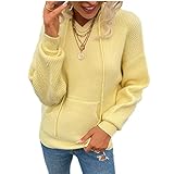 ZYUD Kapuzenpullover Damen Leichter Pullover für den Herbst Pullover Damen Strickpullover Pulli Gestreift Sweatshirt Hoodie Herbst Oberteile Tops Farbblock Pullis Casual Winter Sweater Winter B