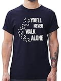 Geschenk für Hundebesitzer - You'll Never Walk Alone Gassi - L - Navy Blau - Tshirt Tshirt Herren Hund - L190 - Tshirt Herren und Männer T-S