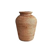 WFS Kunstblumenarrangement Vase Rustikaler Gewebter Blumenkorb Rattan Blumenanordnung Container Vase Füllstoffe Schmücken Sie Ihr Zuhause Anmut (Color : A)