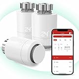 Maxcio Smart Home Thermostat, Heizkörperthermostat Kompatibel mit Alexa & Google Assistant, APP-Steuerung, WiFi Gateway und 2.4Ghz WiFi erforderlich, Kindersicherungfunk