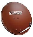 SCHWAIGER -173- Satellitenschüssel, Sat Antenne mit LNB Tragarm und Masthalterung, Sat-Schüssel aus Stahl, 75 x 85