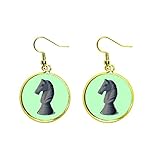 Gipsritter Pferd Schachfiguren Ohrschmuck Goldene Tropfenform Schmuck F