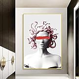 Poster Wandbilder Vaporwave Skulptur von Medusa Canvas Art Posters Art on The Wall Art Cover Face of Medusa Pictures 60x90