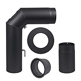 Rohr-Set standard schwarz metallic 70cm x 45cm Ø 150 + RL 250mm Kamin Ofen Winkel 90° Abgas Kaminofen mit drosselklappe, Reinigung, Rosette, Muffe S