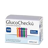 GlucoCheck Universal-Lanzetten, passend für alle gängigen Stechhilfen, schmerzarme Blutentnahme zur Blutzucker-Messung, 100 Stück