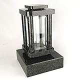 designgrab Modern Grablampe mit Sockel aus Granit Nero Impala/Astor anthrazit, Grabschmuck