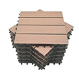 Mocosy 11pcs 1m² WPC Interlocking Decking Fliesen Garten, Terrasse, Balkon, Rasen Holz Kunststoff Composite Deck Bodenfliesen (Rotbraun)