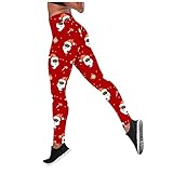 Banbry High Waist Leggings Damen Sport Fitness Yogahose Weihnachtsdruck Klassische Lange Blickdicht Yoga Hose Sporthose Leggins F