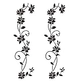 4pcs Wandtattoo Blumenranken Schwarz Blumen Hibiskus Wandtattoo Wanddeko Blumenranke Aufkleber Sticker Wandaufkleber Hintergrund für Schlafzimmer Zuhause Dekoration W