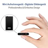 Mini Digitales Diktiergerät, TDW Mini Aufnahmegerät 8GB mit Mikrofon Digital Diktiergerät Klein USB Voice Recorder mit Kopfhörer für Aufzeichnung Vorlesung Treffen Interview, Schw