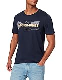 JACK&JONES Mens JJHONOUR Tee SS Crew Neck T-Shirt, Navy Blazer, M