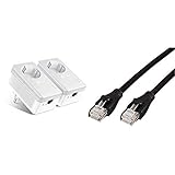 TP-Link TL-PA4010P KIT Powerline Passthrough Adapter (600Mbit/s Steckdose Powerline, 1x10/100Mbit/s-Ethernet-Port) weiß & Amazon Basics Ethernet-Netzwerkkabel, RJ45, Cat6, 0,9 m, 1.000Mbit/